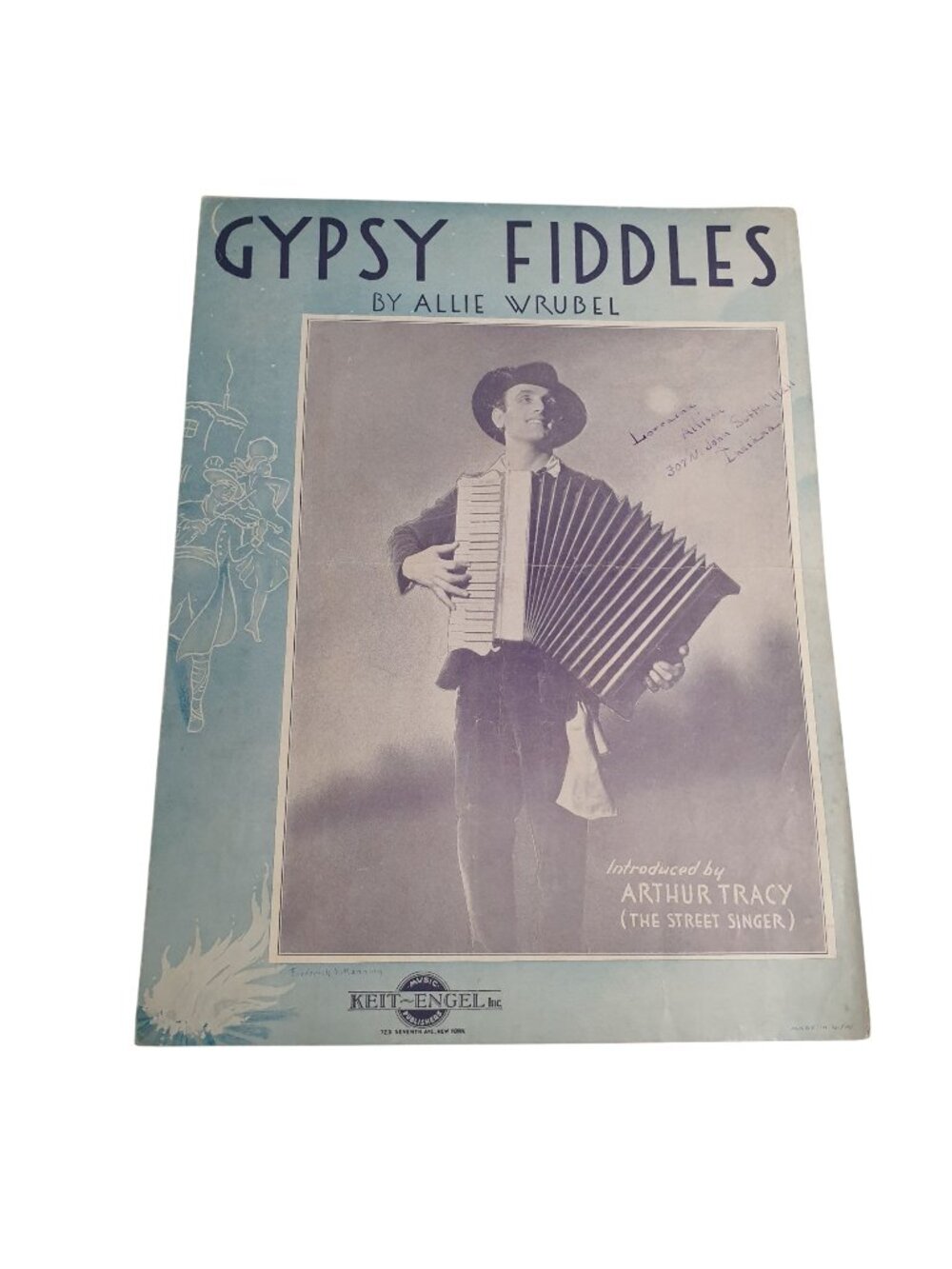 Gypsy Fiddles Sheet Music Allie Wrubel Introduced Arthur Tracy 1933 Vintage Solo